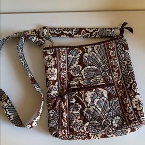 Vera Bradley Brown, Blue & Cream Floral Quilted Crossbody Bag